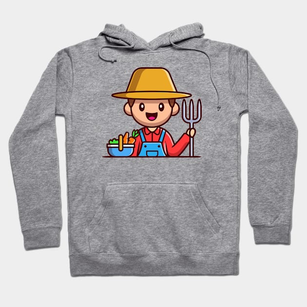 Farmer With Basket Vegetables And Ground Fork Hoodie by Catalyst Labs